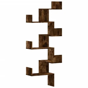 Hoekwandschap 45x45x147 cm bewerkt hout gerookt eikenkleurig Hoekwandschap 45x45x147 cm bewerkt hout gerookt eikenkleurig