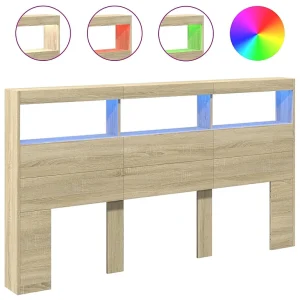 Hoofdbordkast met LED-verlichting 180x17x102 cm sonoma eiken Hoofdbordkast met LED-verlichting 180x17x102 cm sonoma eiken
