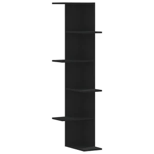 Hoekwandschap 36,5×36,5×140 cm bewerkt hout zwart Hoekwandschap 36,5×36,5×140 cm bewerkt hout zwart
