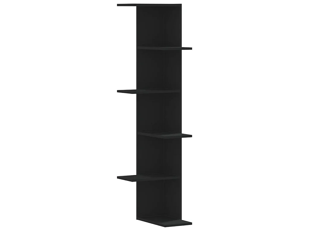 Hoekwandschap 36,5x36,5x140 cm bewerkt hout zwart