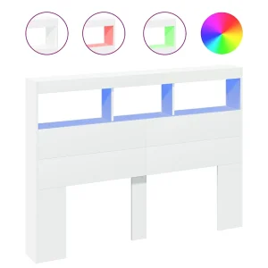Hoofdbordkast met LED-verlichting 140x17x102 cm wit Hoofdbordkast met LED-verlichting 140x17x102 cm wit
