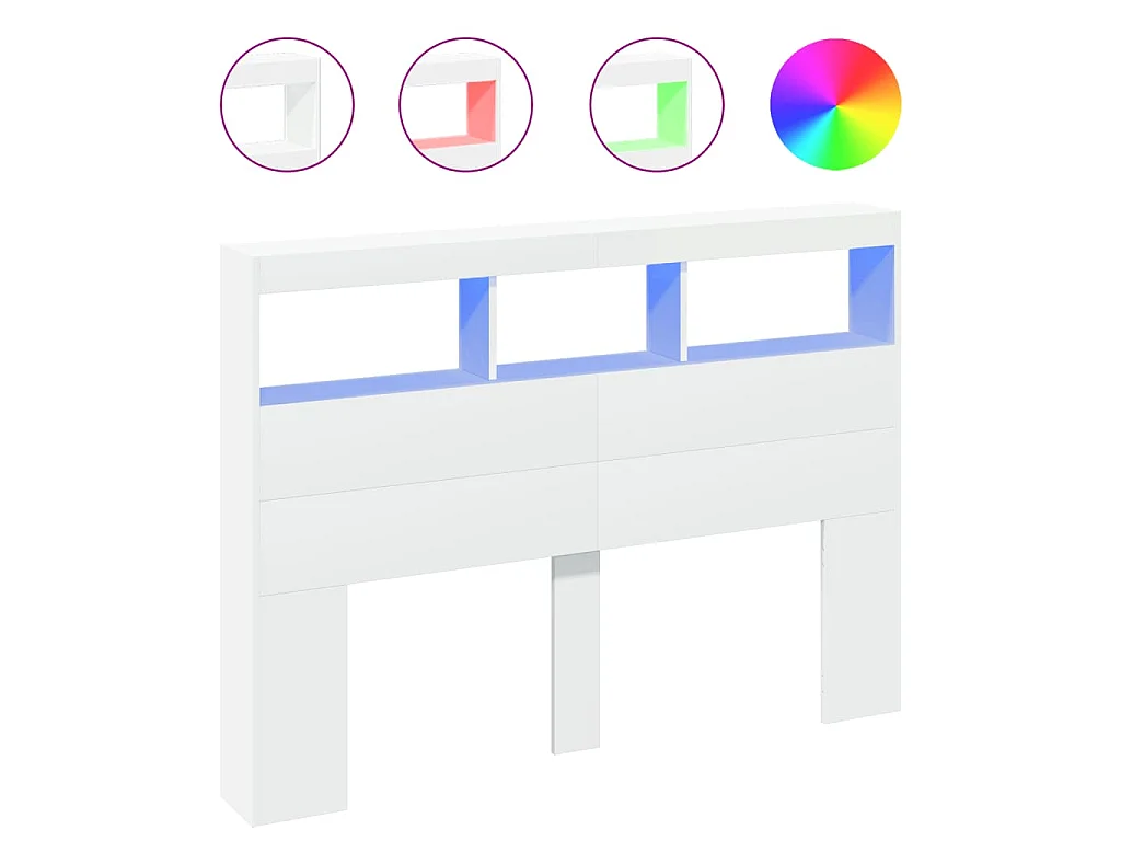 Hoofdbordkast met LED-verlichting 140x17x102 cm wit