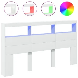 Hoofdbordkast met LED-verlichting 180x17x102 cm wit Hoofdbordkast met LED-verlichting 180x17x102 cm wit