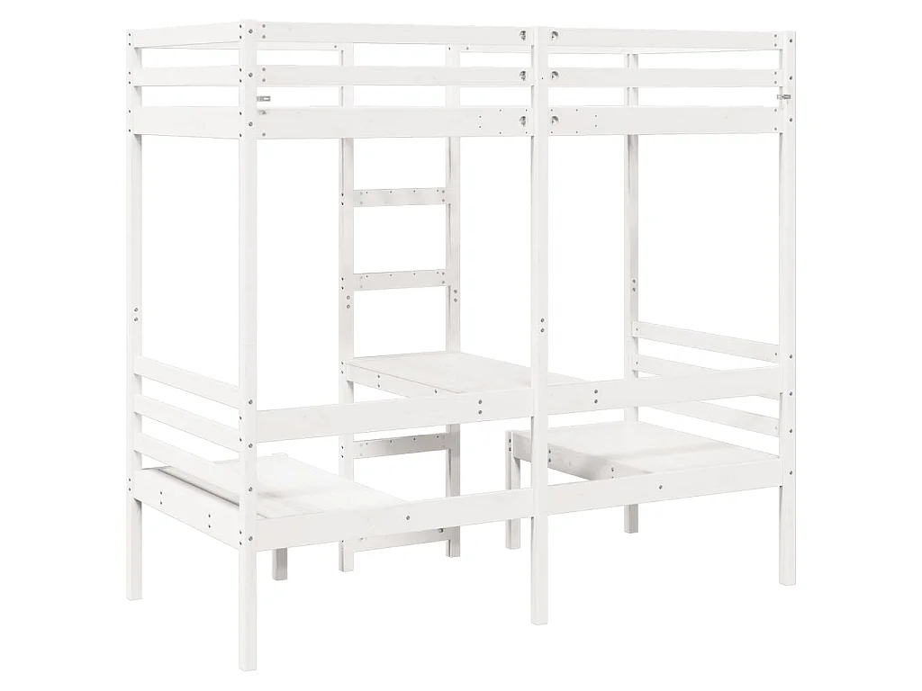 Hoogslaper met bureau en stoelen grenenhout wit 90x200cm