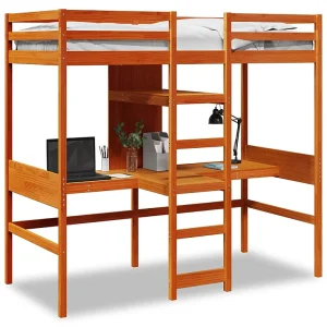 Hoogslaper zonder matras massief grenenhout wasbruin 90×190 cm Hoogslaper zonder matras massief grenenhout wasbruin 90×190 cm