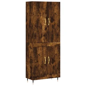 Hoge kast 69,5x34x180 cm bewerkt hout gerookt eikenkleurig Hoge kast 69,5x34x180 cm bewerkt hout gerookt eikenkleurig