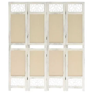 Kamerscherm met 4 panelen 140×165 cm stof crèmekleurig Kamerscherm met 4 panelen 140×165 cm stof crèmekleurig
