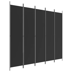 Kamerscherm met 5 panelen 250×220 cm stof zwart Kamerscherm met 5 panelen 250×220 cm stof zwart
