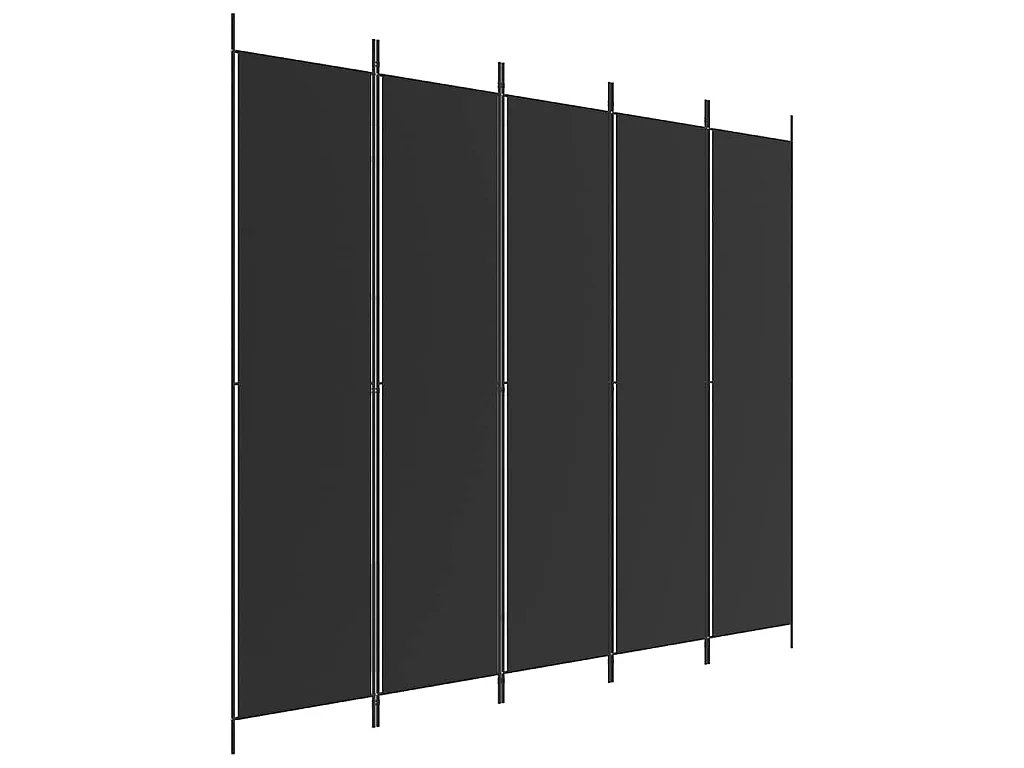 Kamerscherm met 5 panelen 250x220 cm stof zwart