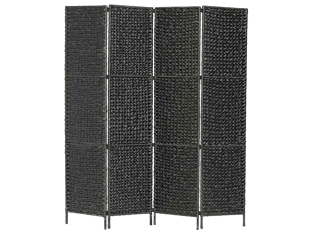 Kamerscherm met 4 panelen 154x160 cm waterhyacint zwart