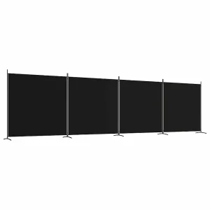 Kamerscherm met 4 panelen 698×180 cm stof zwart Kamerscherm met 4 panelen 698×180 cm stof zwart