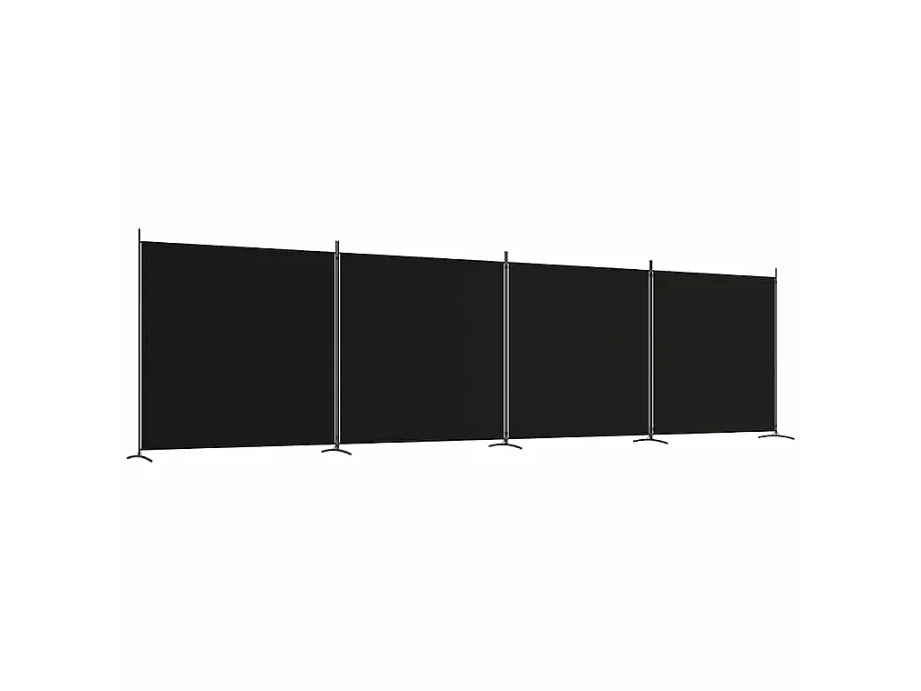 Kamerscherm met 4 panelen 698x180 cm stof zwart