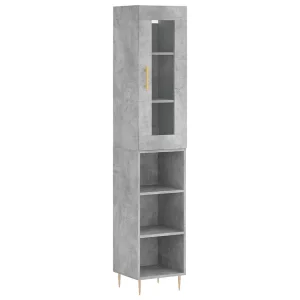Hoge kast 34,5x34x180 cm bewerkt hout betongrijs Hoge kast 34,5x34x180 cm bewerkt hout betongrijs