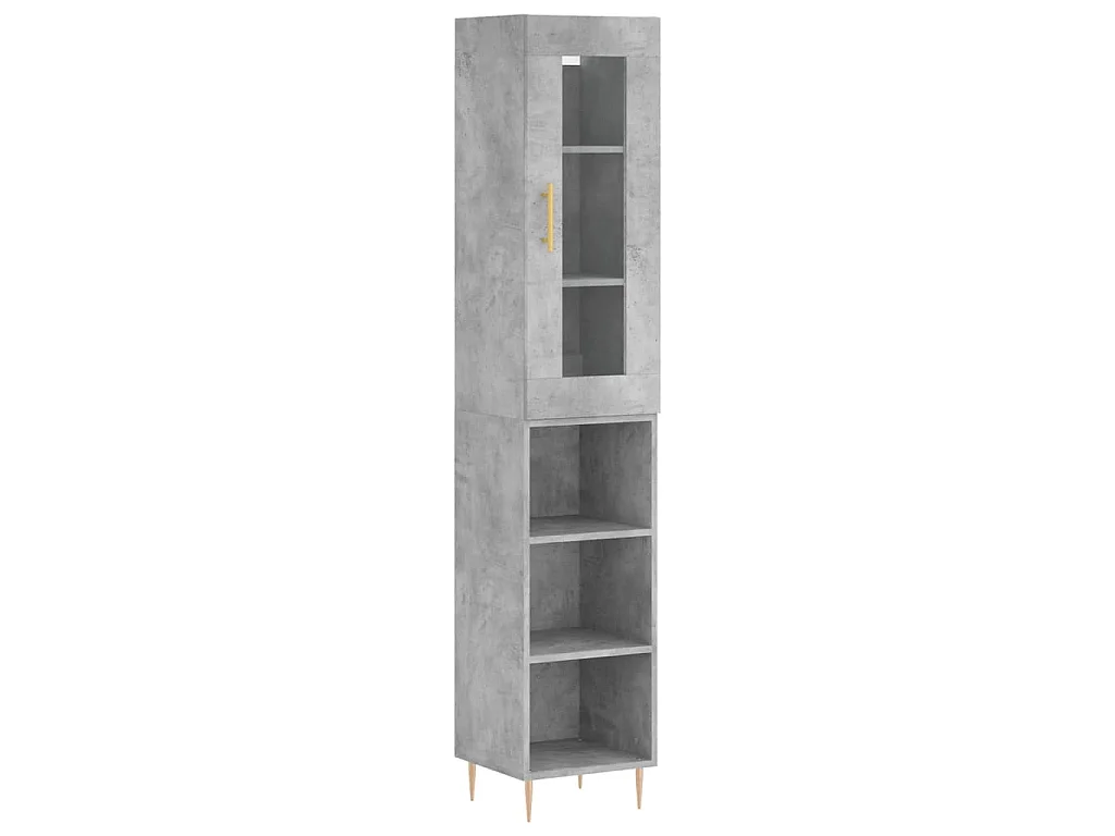 Hoge kast 34,5x34x180 cm bewerkt hout betongrijs