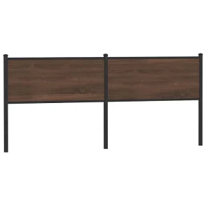 Vervangend hoofdbord 200 cm bewerkt hout en staal bruin eikenkleurig Vervangend hoofdbord 200 cm bewerkt hout en staal bruin eikenkleurig