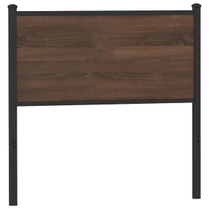 Vervangend hoofdbord 90 cm bewerkt hout en staal bruin eikenkleurig
