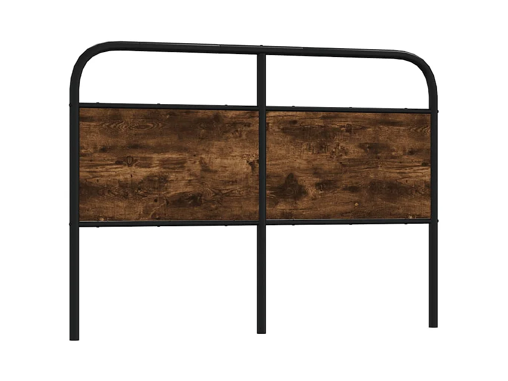 Vervangend hoofdbord 140 cm staal en bewerkt hout gerookt eikenkleurig