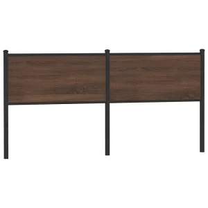 Vervangend hoofdbord 180 cm bewerkt hout en staal bruin eikenkleurig