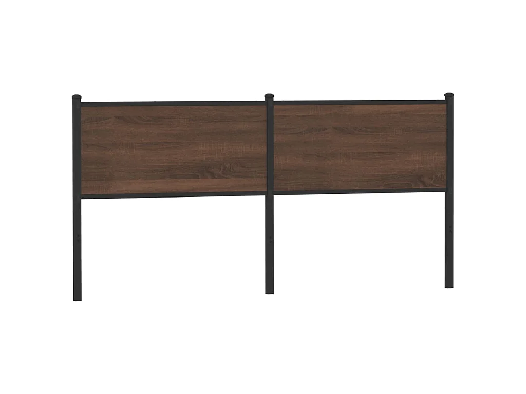 Vervangend hoofdbord 180 cm bewerkt hout en staal bruin eikenkleurig