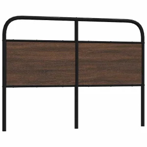 Vervangend hoofdbord 135 cm bewerkt hout en staal bruin eikenkleurig Vervangend hoofdbord 135 cm bewerkt hout en staal bruin eikenkleurig