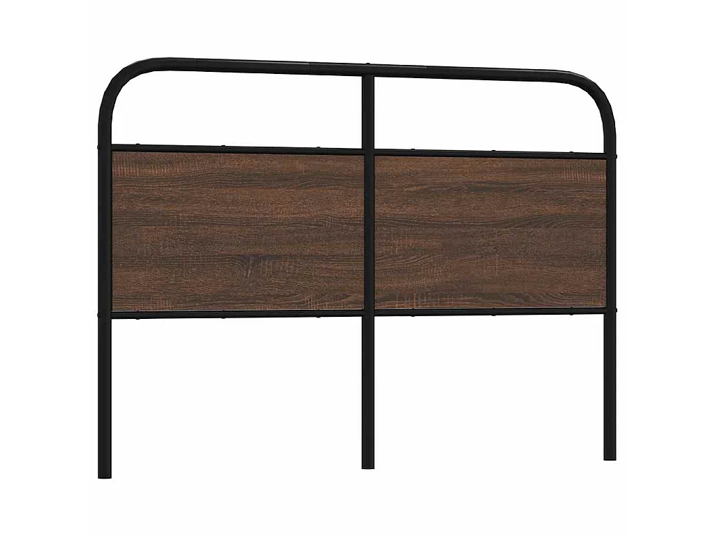 Vervangend hoofdbord 135 cm bewerkt hout en staal bruin eikenkleurig