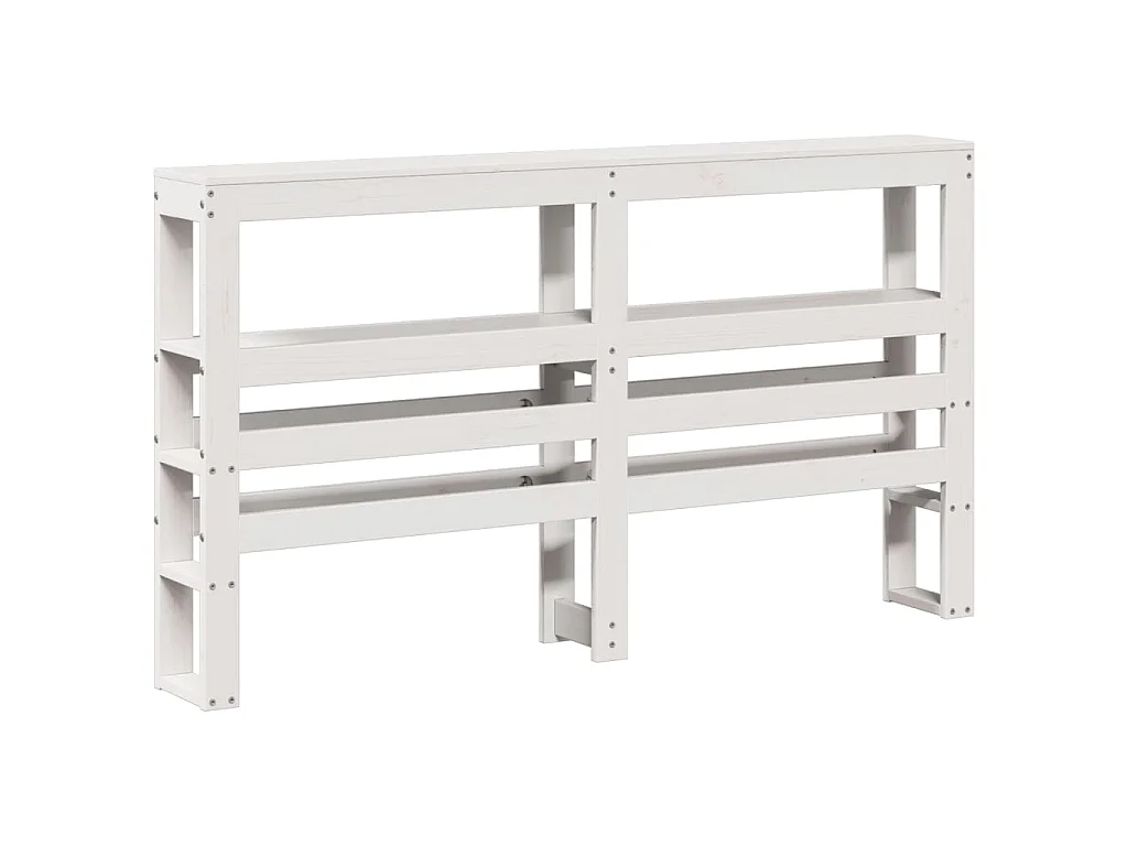 Hoofdbord met schappen 135 cm massief grenenhout wit