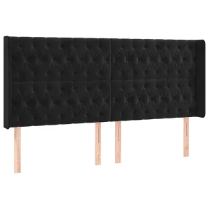 Hoofdbord met randen 183x16x118/128 cm fluweel zwart Hoofdbord met randen 183x16x118/128 cm fluweel zwart