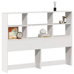 Hoofdbord met opbergruimte 160 cm massief grenenhout wit