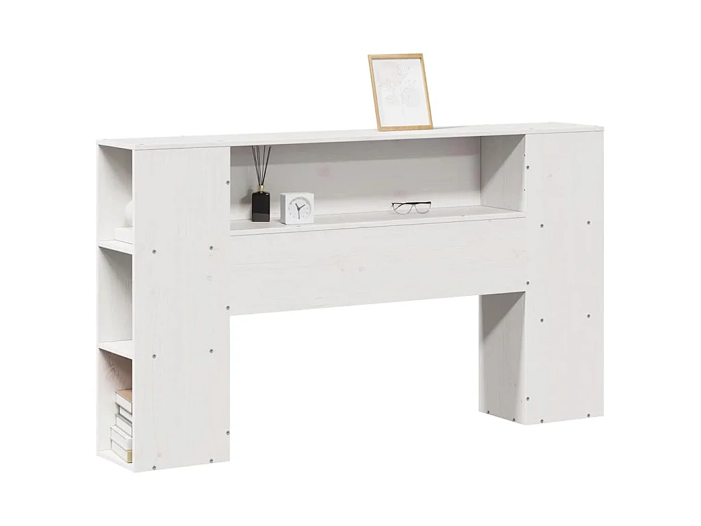 Hoofdbord met opbergruimte 135 cm massief grenenhout wit