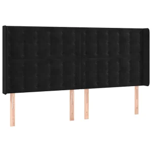Hoofdbord met randen 203x16x118/128 cm fluweel zwart Hoofdbord met randen 203x16x118/128 cm fluweel zwart