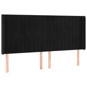 Hoofdbord met randen 163x16x118/128 cm fluweel zwart Hoofdbord met randen 163x16x118/128 cm fluweel zwart
