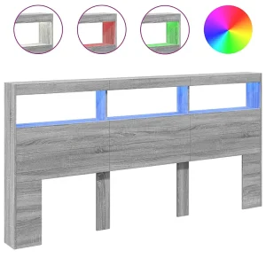 Hoofdbordkast met LED-verlichting 200x17x102 cm grijs sonoma Hoofdbordkast met LED-verlichting 200x17x102 cm grijs sonoma