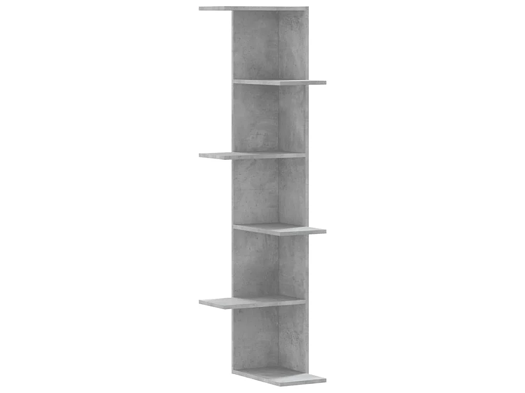 Hoekwandschap 36,5x36,5x140 cm bewerkt hout betongrijs