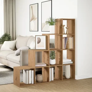 Kamerscherm / boekenkast 131,5x29x131,5 cm hout artisanaal eik Kamerscherm / boekenkast 131,5x29x131,5 cm hout artisanaal eik