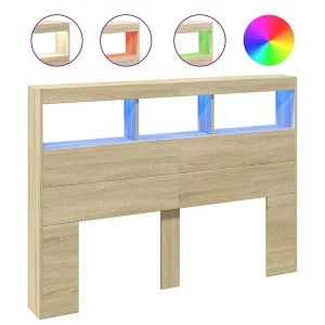 Hoofdbordkast met LED-verlichting 140x17x102 cm sonoma eiken Hoofdbordkast met LED-verlichting 140x17x102 cm sonoma eiken