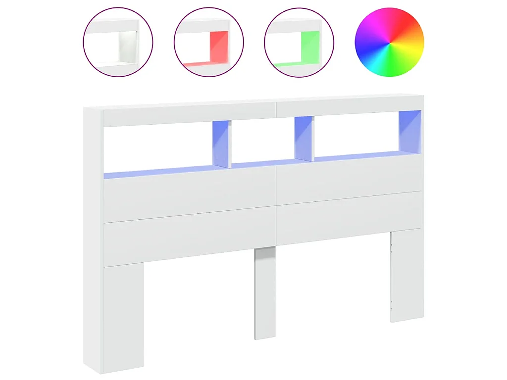Hoofdbordkast met LED-verlichting 160x17x102 cm wit