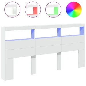 Hoofdbordkast met LED-verlichting 200x17x102 cm wit Hoofdbordkast met LED-verlichting 200x17x102 cm wit