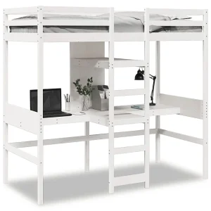 Hoogslaper zonder matras massief grenenhout wit 75×190 cm Hoogslaper zonder matras massief grenenhout wit 75×190 cm