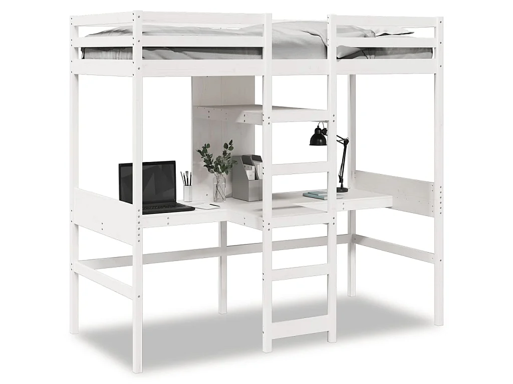 Hoogslaper zonder matras massief grenenhout wit 75x190 cm