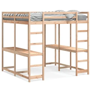 Hoogslaper met bureau en ladder massief grenenhout 140×200 cm Hoogslaper met bureau en ladder massief grenenhout 140×200 cm