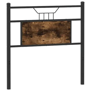 Vervangend hoofdbord 80 cm bewerkt hout en staal gerookt eikenkleurig