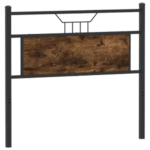 Vervangend hoofdbord 100 cm bewerkt hout en staal gerookt eikenkleurig