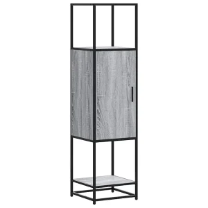 Hoge kast 35,5x35x139 cm bewerkt hout en metaal grijs sonoma