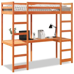 Hoogslaper zonder matras massief grenenhout wasbruin 80×200 cm Hoogslaper zonder matras massief grenenhout wasbruin 80×200 cm