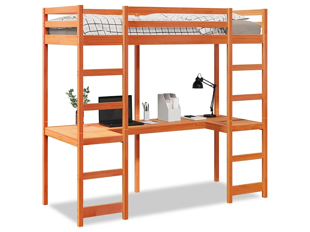 Hoogslaper zonder matras massief grenenhout wasbruin 80x200 cm