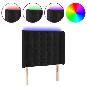Hoofdbord LED 93x16x118/128 cm fluweel zwart