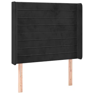 Hoofdbord met randen 83x16x118/128 cm fluweel zwart Hoofdbord met randen 83x16x118/128 cm fluweel zwart