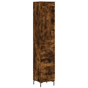 Hoge kast 34,5x34x180 cm bewerkt hout gerookt eikenkleurig Hoge kast 34,5x34x180 cm bewerkt hout gerookt eikenkleurig