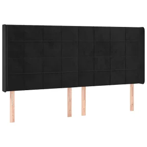 Hoofdbord met randen 163x16x118/128 cm fluweel zwart Hoofdbord met randen 163x16x118/128 cm fluweel zwart