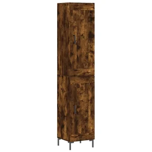 Hoge kast 34,5x34x180 cm bewerkt hout gerookt eikenkleurig Hoge kast 34,5x34x180 cm bewerkt hout gerookt eikenkleurig